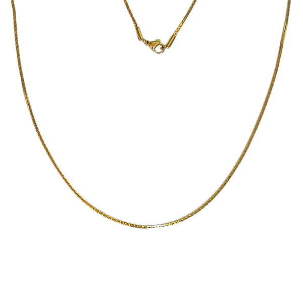 CORRENTE DE AÇO COM OURO 18K CORDÃO FINO DIAMANTADO - 60 CM