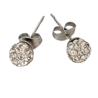 BRINCO EM AÇO 316L ANTIALÉRGICO BOLINHA CRISTAIS SWAROVSKI - 6MM