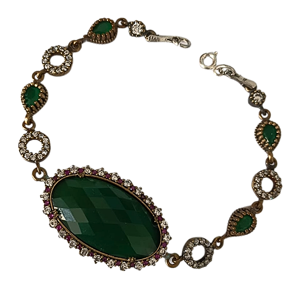 PULSEIRA DE PRATA TURCA MIRROR EMERALD