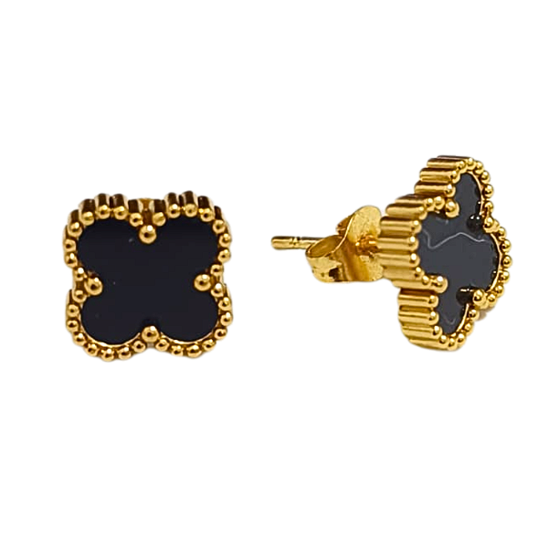 Brinco de Aço com Ouro 18K Trevo Cleef Black