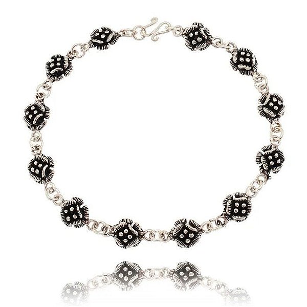 PULSEIRA PRATA DE BALI FLORZINHA COM PÓLEN - 09688