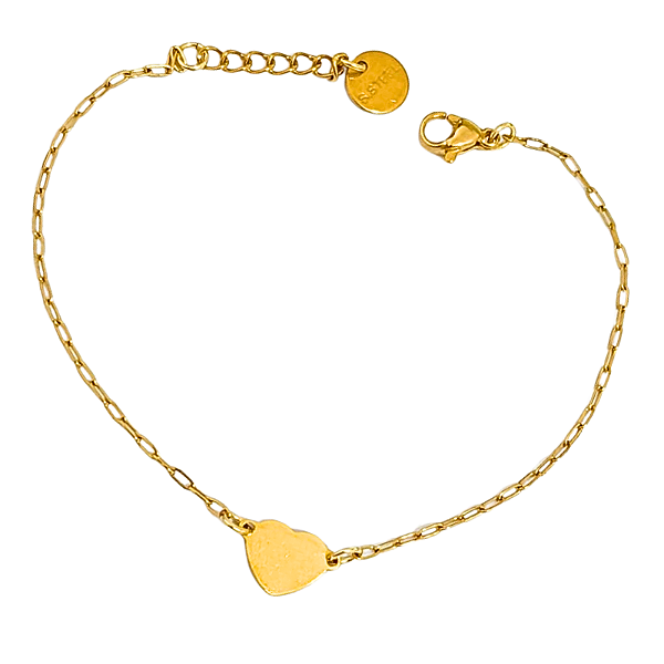 Pulseira Aço Cirúrgico com Ouro Coração Espelhado