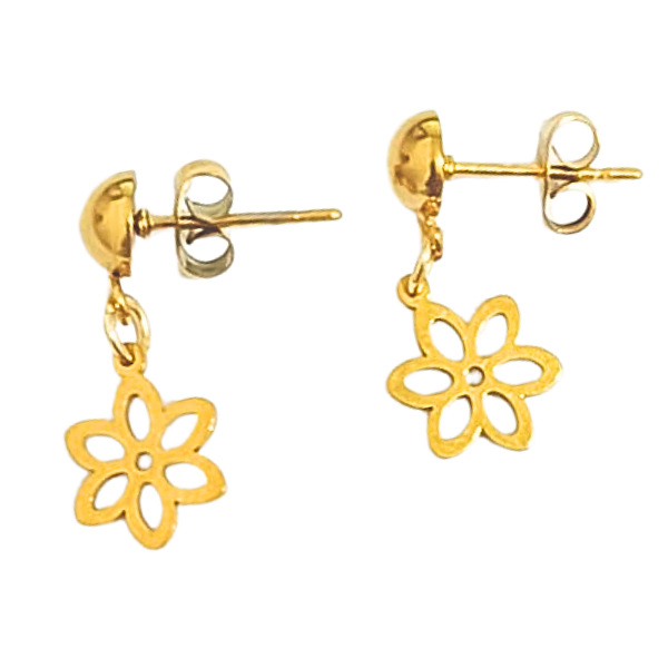 Brinco Floral de Aço Cirúrgico com Ouro 18K