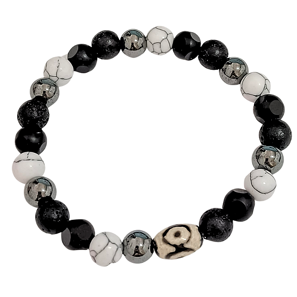Pulseira Masculina com Pedras Naturais Esferas Strong
