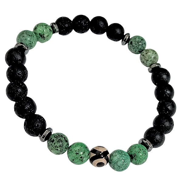Pulseira Masculina Lava Vulcânica e Jasper