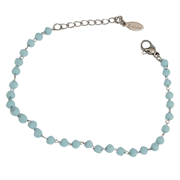 Pulseira Delicada de Aço Cirúrgico Cristais Azuis Candy