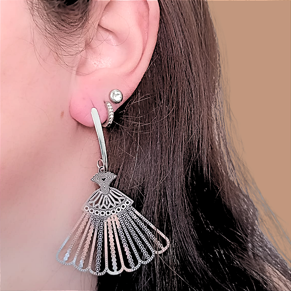 Brinco Leque Aço Luz & Movimento