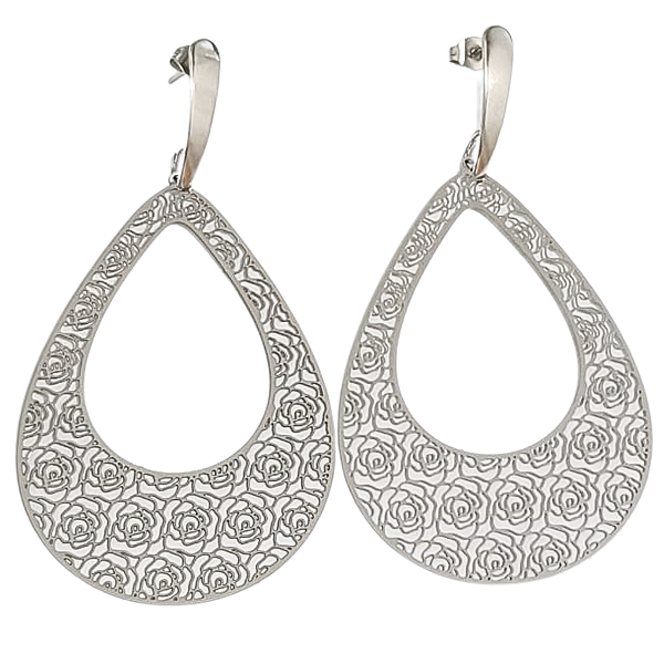 Brinco Gota Rosé em Aço