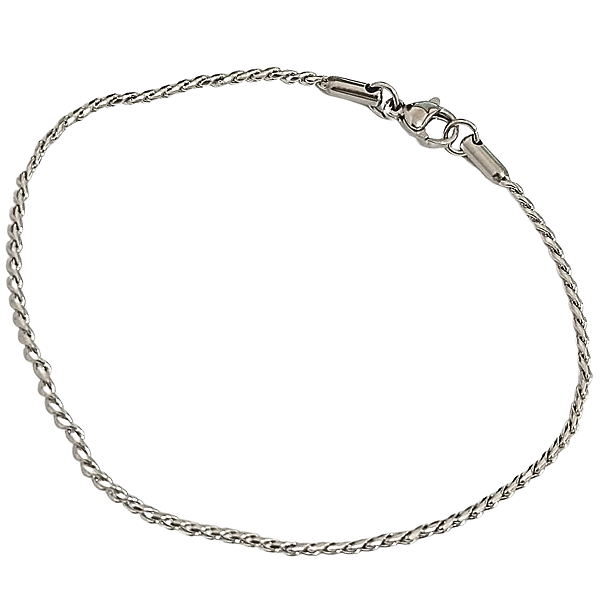 Pulseira de Aço Cirúrgico Trançada Unissex 21 cm