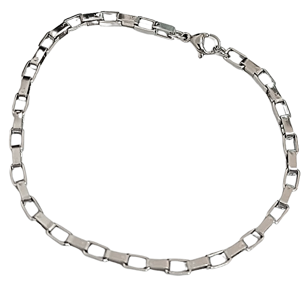 Pulseira de Aço Cirúrgico Elos Tijolinho - 21 cm - 3 mm