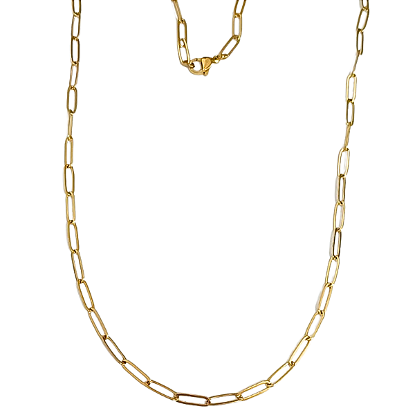 Corrente Masculina Dourada de Aço com Ouro 18K Elos Tipo Cartier