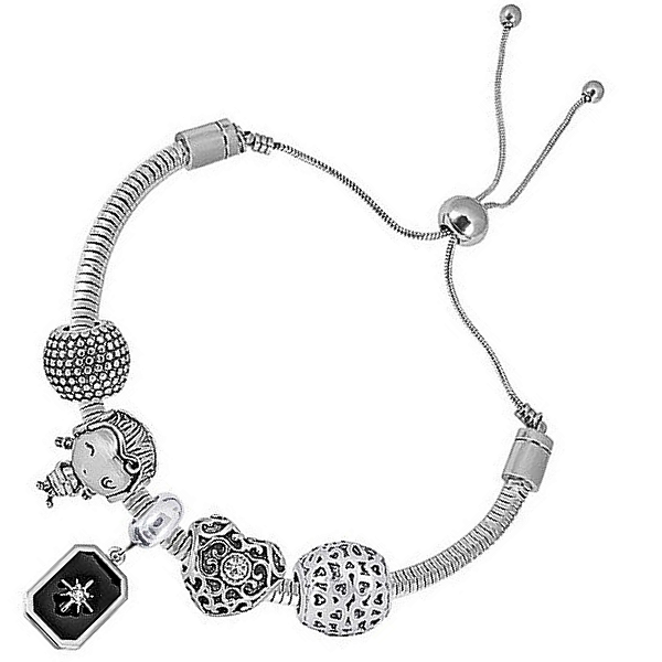 Pulseira de Berloques em Aço Cirúrgico Ajustável Menina Poderosa