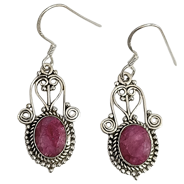 Brinco de Prata com Rubi Natural Mirna