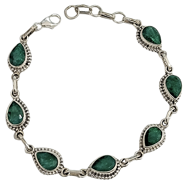 Pulseira de Prata com Esmeralda Natural Gotin
