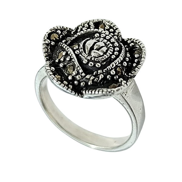 Anel de Prata Rosa com Marcassitas
