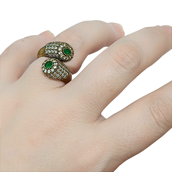 Anel de Prata Turca Trance Kalli Verde Esmeralda - Tam 21