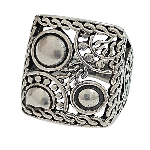 Anel Quadrado Prata de Bali Sirin