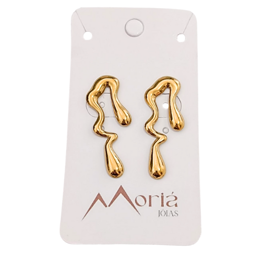 Brinco Orgânico em Aço com Ouro 18K