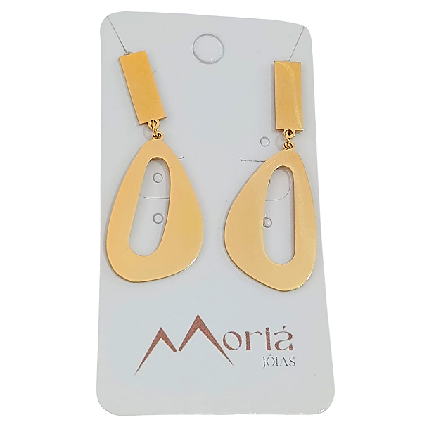 Brinco de Aço Cirúrgico Gota Espelhada Beatrice Gold