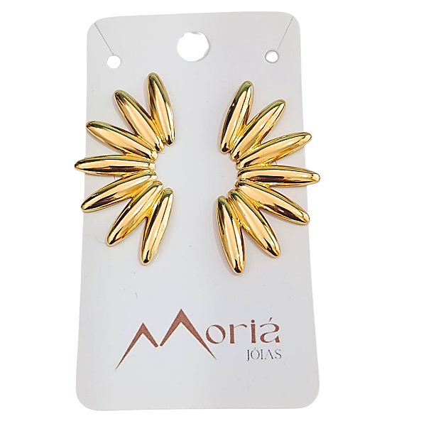 Brinco de Aço com Ouro 18K Solarium