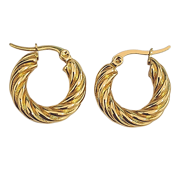 Brinco Argola Dourada Aço com Ouro 18K Torcin 20 mm