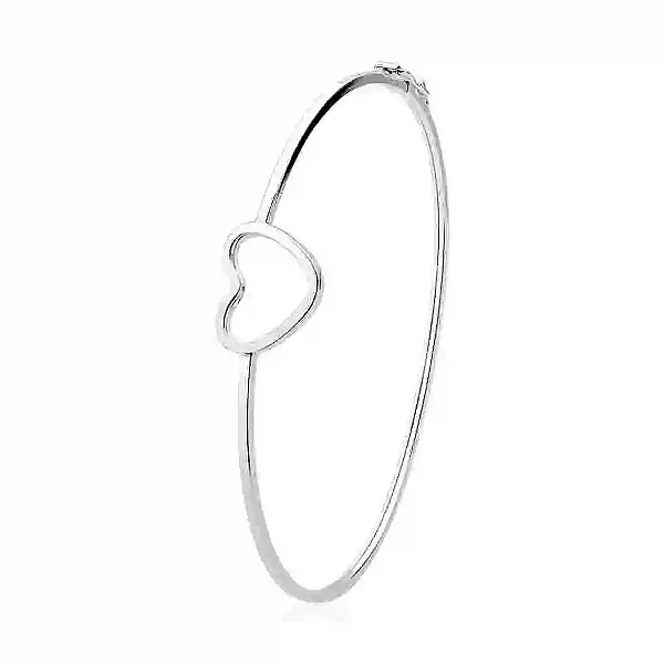 Bracelete de Prata Coração Vazado Fio Quadrado | Linha Essencial