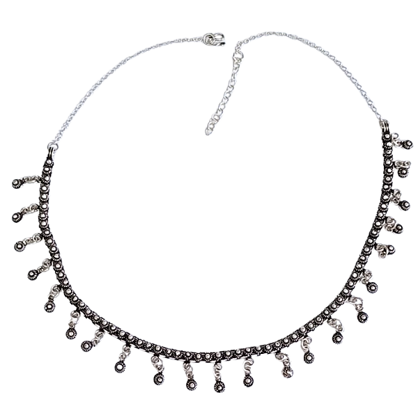 Colar Prata de Bali Choker Pikun Flowers