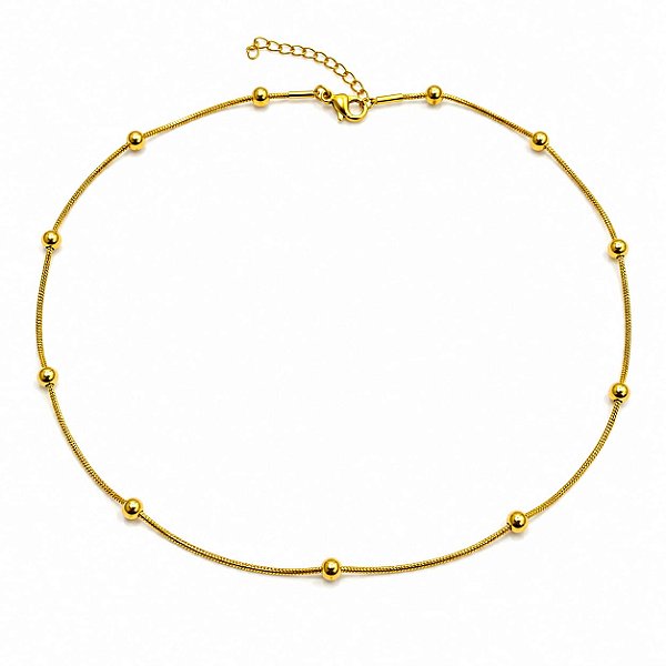 Colar Choker Rabo de Rato com Bolinhas de 3mm - 40 cm