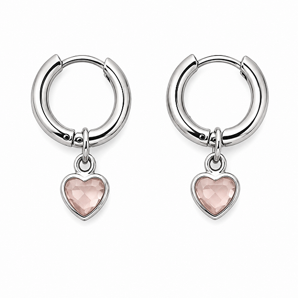 Brinco Infantil de Aço Cirúrgico Argolinha Click Heart Rosé