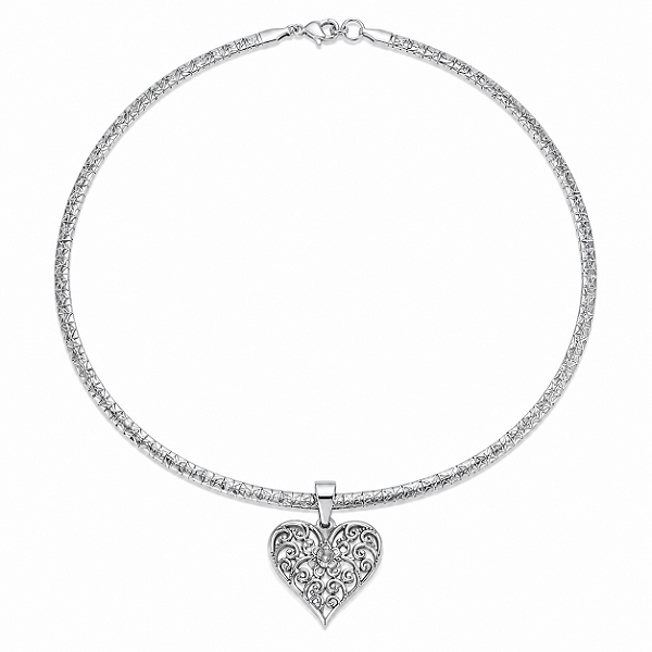 Colar Choker Aço Bali Coração Rajastan