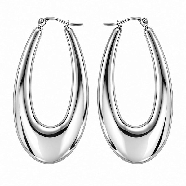 Brinco Argola Cheia Espelhada de Aço Cirúrgico Italian Silver