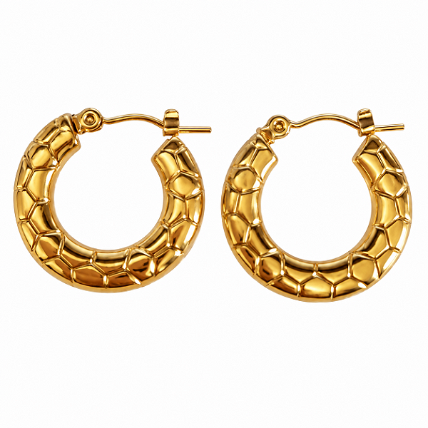 Brinco Argola Dourada Animal Print Aço com Ouro 18k