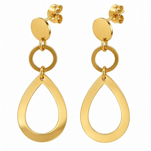 Brinco Aço Cirúrgico com Ouro 18K Slim Lace