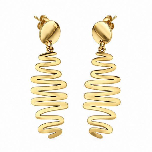 Brinco Aço Cirúrgico com Ouro 18k Zig Zen