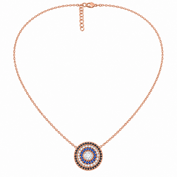 Colar de Prata com Ouro Rosé Mini Mandala Safire