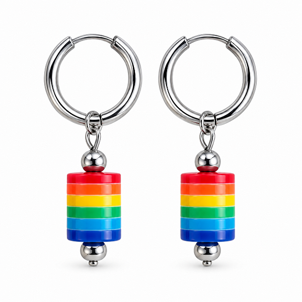 Brinco de Aço Cirúrgico Beads LGBT