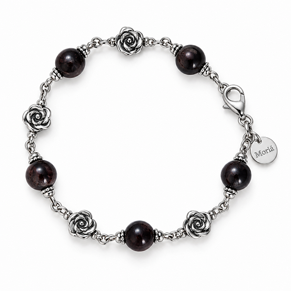 Pulseira de Aço Bali Cirúrgico com Pedra Natural Silver Obsidian