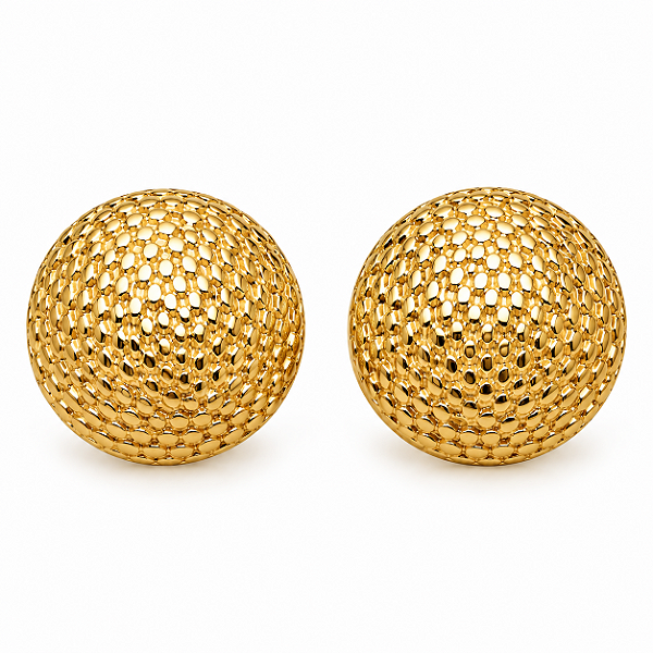 Brinco de Aço com Ouro 18K Solarium Round