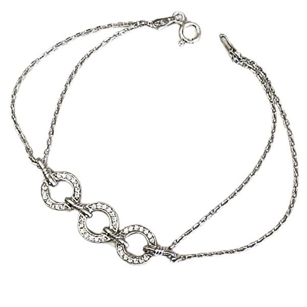 Pulseira de Prata com Ouro Branco Elo de Luz