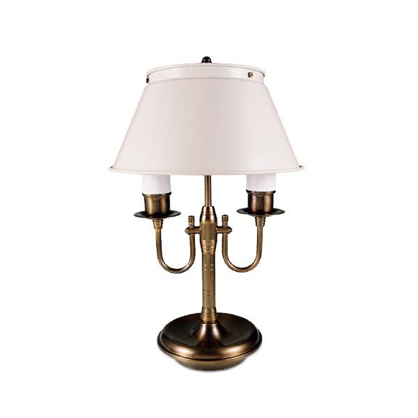 Mini Abajur Inglês 2 Braços Curvos Cúpula Bivolt 41cm de Altura Golden Art E-27 M006 Cabeceiras e Salas