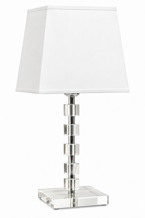 Abajur Cubos Vidro Cristal Intercalado Cúpula Tecido Bivolt 47cm de Altura Golden Art E-27 M095 Criados-mudos e Mesas