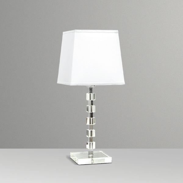 Abajur Cubos Vidro Cristal Intercalado Cúpula Tecido Bivolt 47cm de Altura Golden Art E-27 M095 Criados-mudos e Mesas