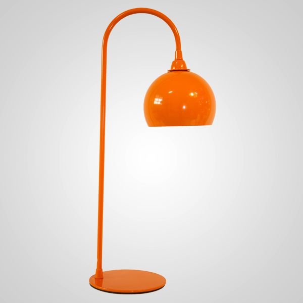 Abajur Gancho Cupula Esférica Alumínio Laranja 49x14,5cm Golden Art 1 G9 Halopin Bivolt M202 Mesas e Balcões