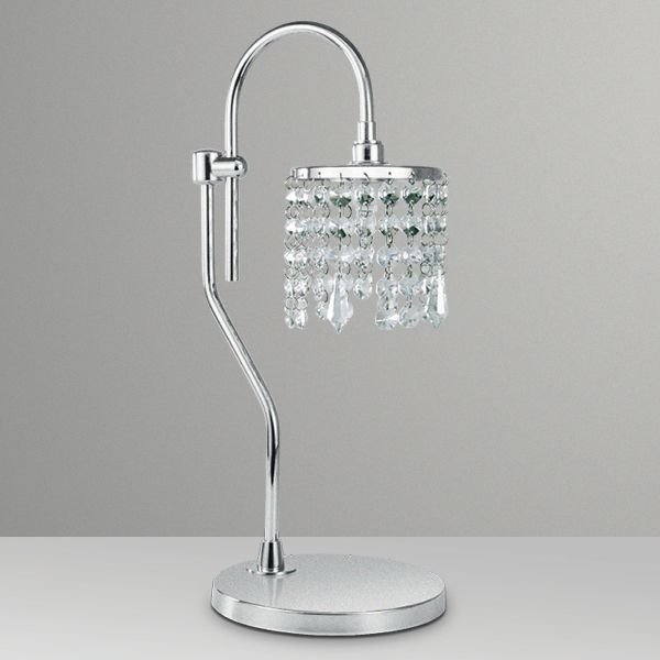 Abajur Luminária de Mesa Gancho Cúpula Cristal Bivolt Estudo 38cm de Altura Kelly Golden Art G9 M603 Cabeceiras e Mesas