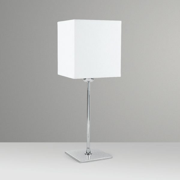 Abajur Palito Alumínio Cromado Cúpula Quadrada Tecido Bivolt 45cm de Altura Golden Art M622 Criados-mudos e Salas