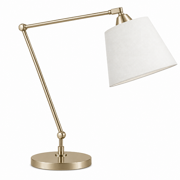 (Pintura) Abajur Luminária de Mesa Articulado Alumínio Cúpula Tecido Bivolt 60cm de Altura Classic Golden Art M629 Quartos e Salas
