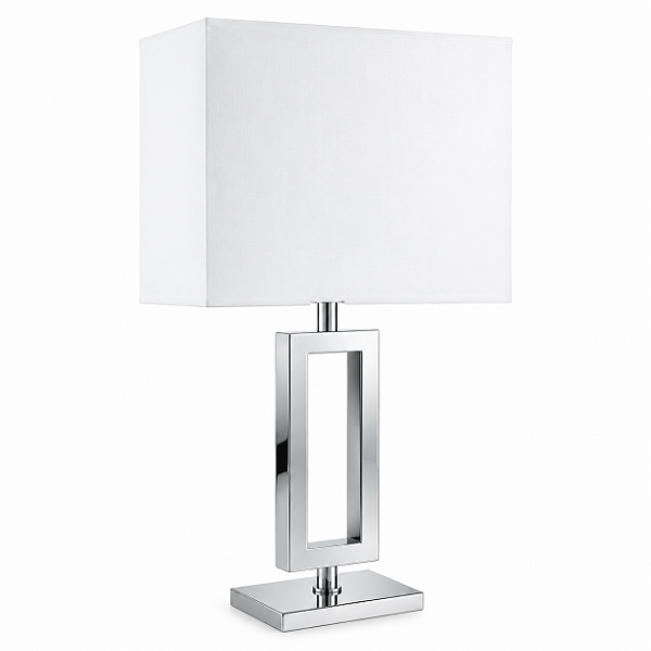 Abajur Alumínio Golden Art M631-LT Cromado Retangular Cúpula Tecido Bivolt 60cm E27 Mesas e Salas