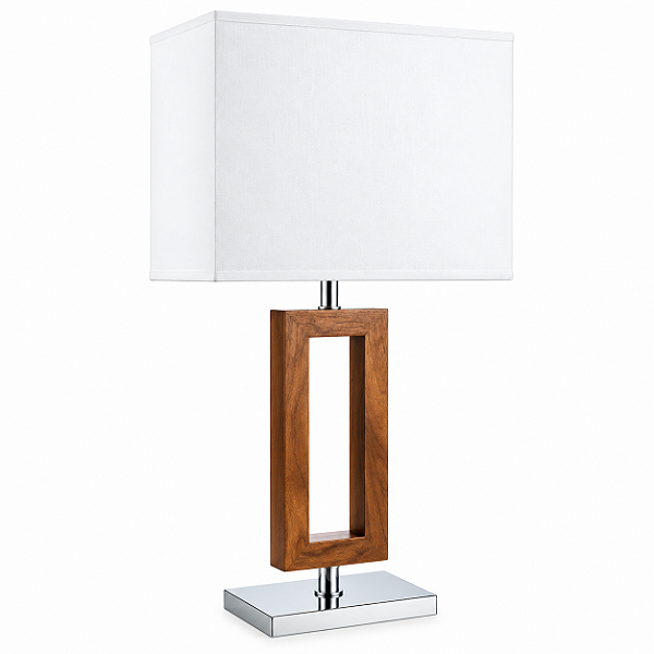 Abajur Rústico Decorativo Retangular Madeira Cúpula Tecido Bivolt 60cm de Altura Golden Art E-27 M631-MA Quartos e Salas
