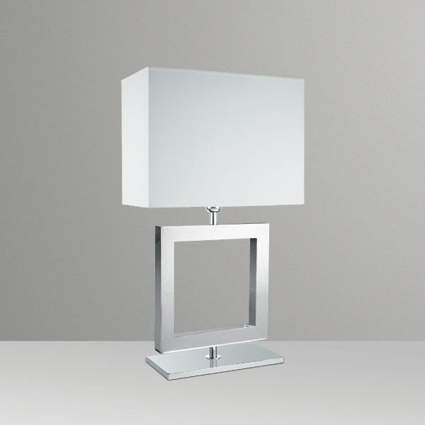 Abajur Alumínio Cromado Quadrado Decorativo Cúpula Tecido Bivolt 66cm de Altura Golden Art E-27 M632-ME Quartos e Salas