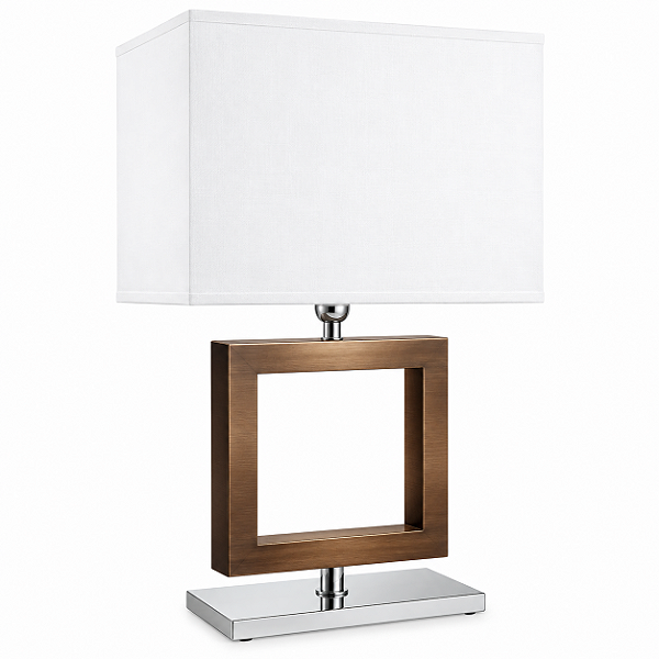 Abajur Quadrado Golden Art M632LTMA Madeira Cúpula Tecido 66cm Altura E-27 Mesas e Salas